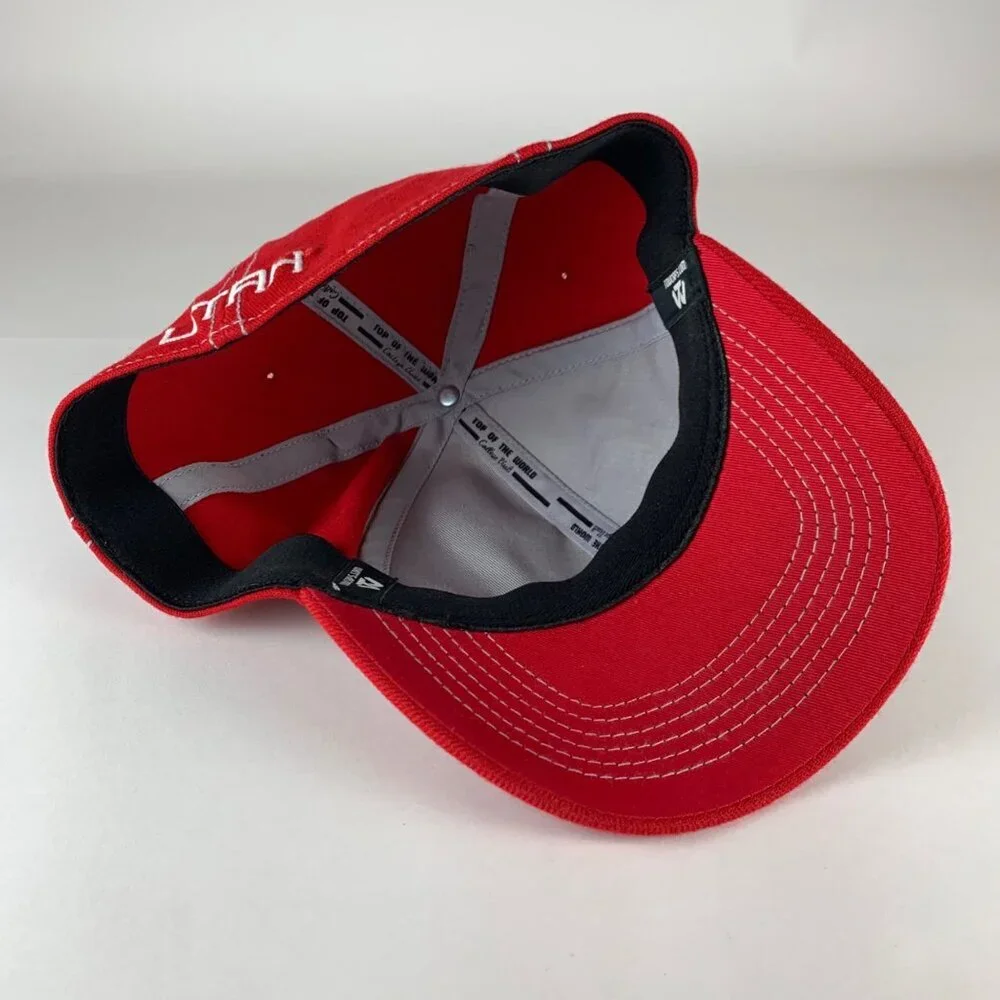 Utah Utes NCAA Red Top of the World Stretch Fitted Hat Mens One Size